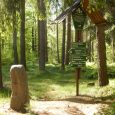 Kulturdenkmal Steinernes Messer mit Wanderwegweiser in der Dippoldiswalder / Dippser Heide nahe der Stuhlbauerstadt Rabenau Erholung Landidylle Wandern Kurzurlaub im Weißeritztal Stuhlbau Handwerk
