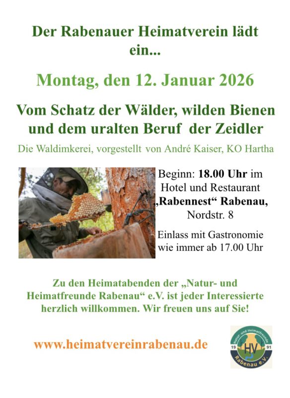 Heimatabend des Heimatvereins Rabenau am 12. Januar im Rabennest Rabenau