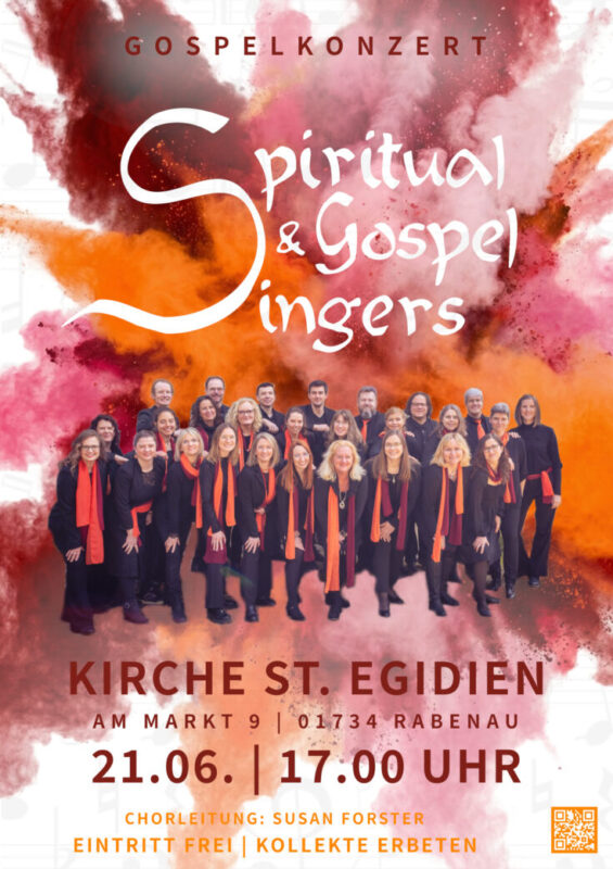 Gospelkonzert in der Kirche der Stuhlbauerstadt Rabenau am 21.06.2026 um 17 Uhr