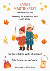 Plakat St. Martinsfest am 11.11. Kindergarten Oelsa