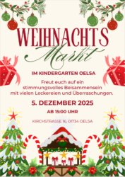Einladung zum Weihnachtsmarkt am 05.12.2025 in den Kindergarten Oelsa