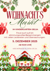 Weihnachtsmarkt im Kindergarten Oelsa am 05.12. ab 15 Uhr